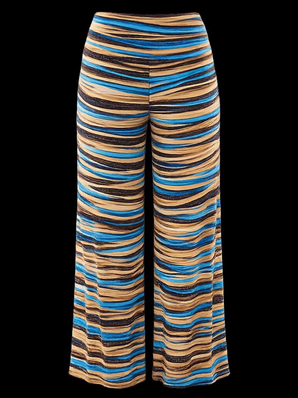 Azules Medium High Waist Aztec Print Flare Leg Palazzo Pants Wrinkle Free